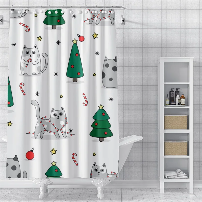 Home decoration shower curtains for bathroom waterproof curtain fabric Modern Nordic style Living Room Merry Christmas winter