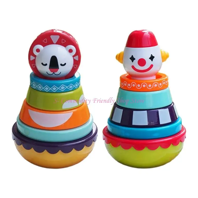 85AE Cartoon Tumbler Stacking Block Children Baby Sensory Developmental Toy
