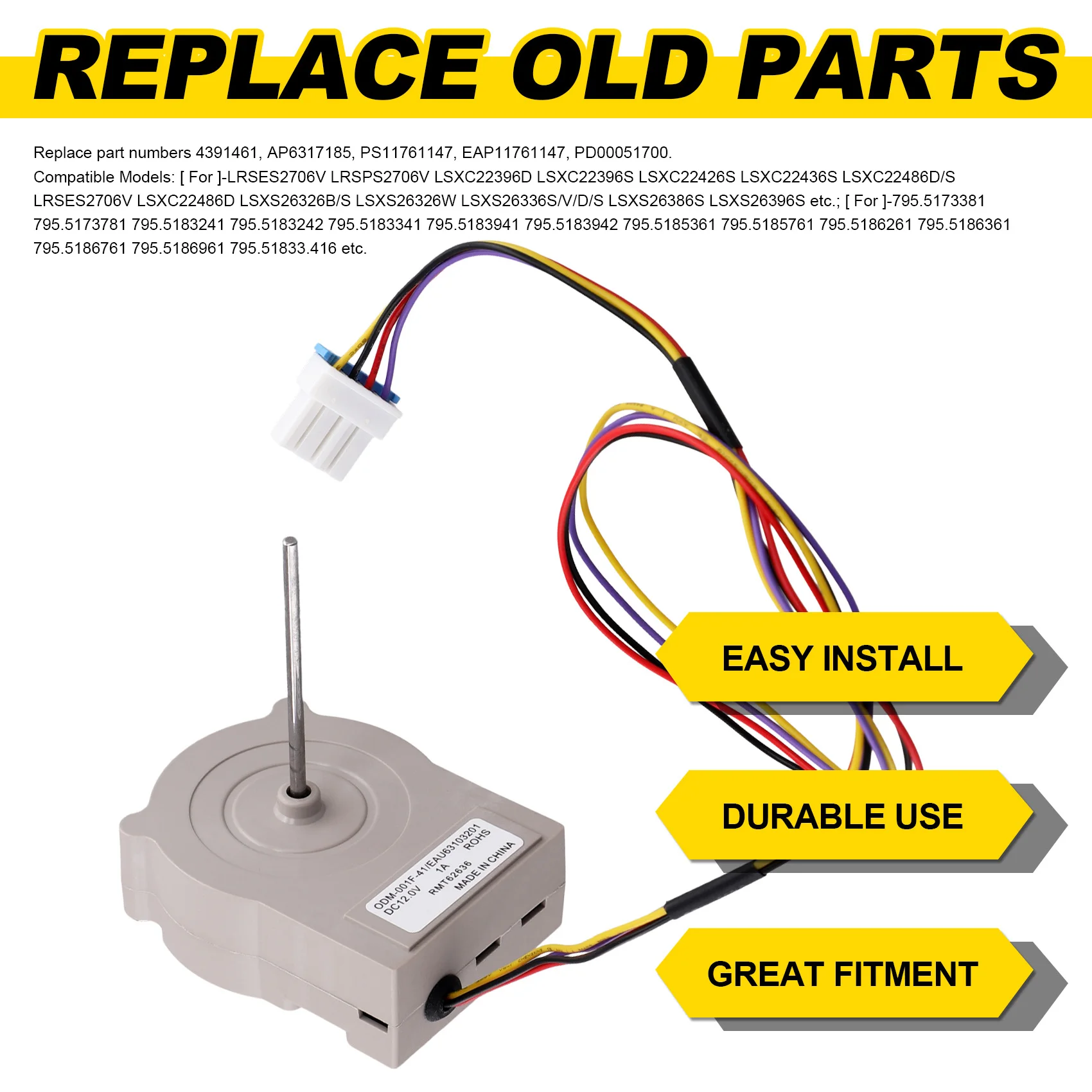 

HGHO EAU63103201 Refrigerator Evaporator Fan Motor for LG Kenmore Refrigerator Mini Fridge Fan Motor Repair Replacement Part