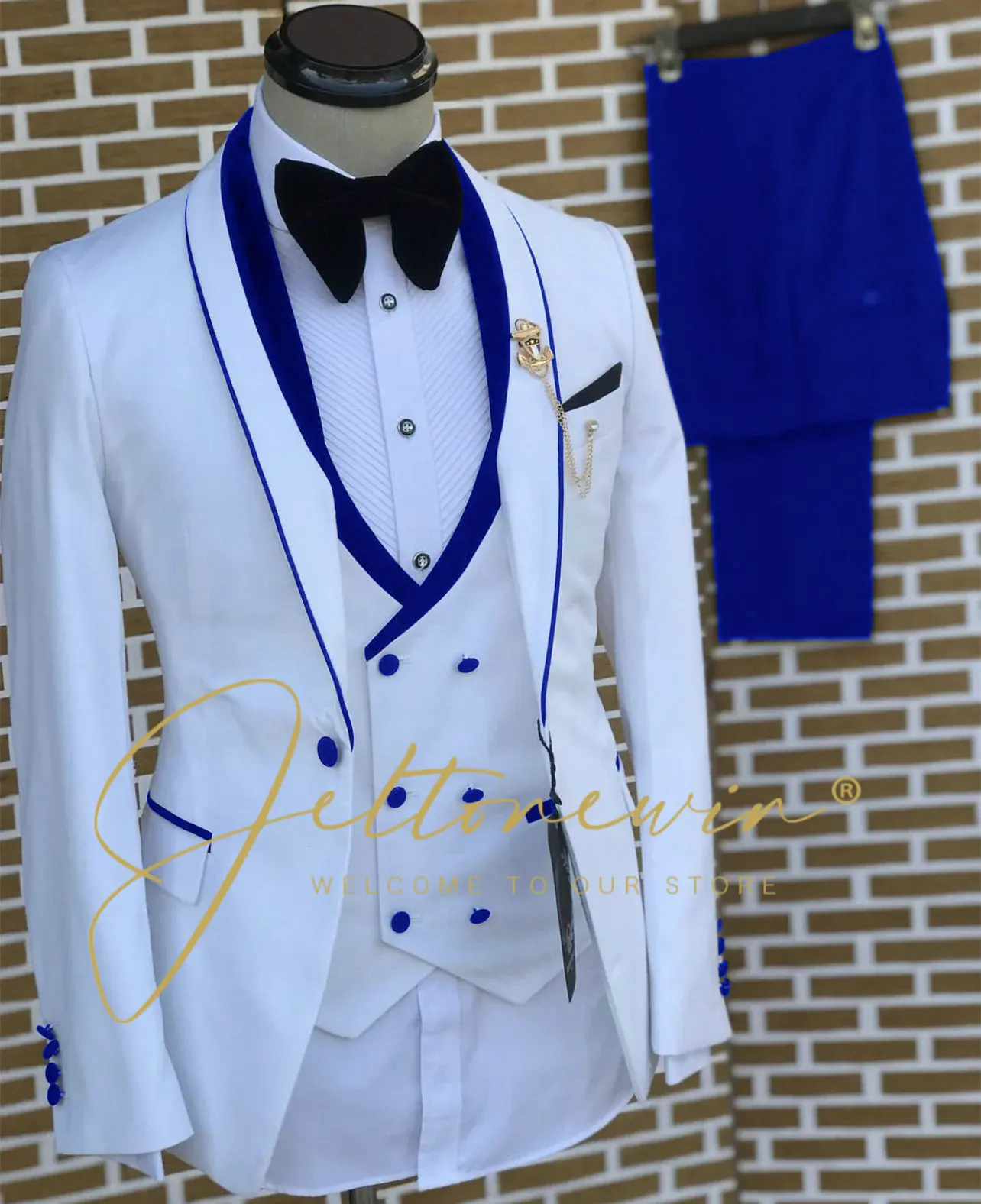 

Latest Coat Pant Designs Formal White Terno Slim Fit Men Wedding Suits 3 Pieces Tuxedo Groom Suit For Men (Jacket+Vest+Pant)