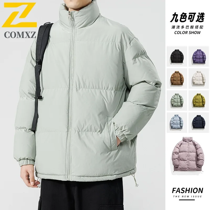 

COMXZ Padded Jacket 2025 Stand Collar Snow Skiing Thickened Warm Parka Premium Solid Color Cold Resistant Winter Jackets