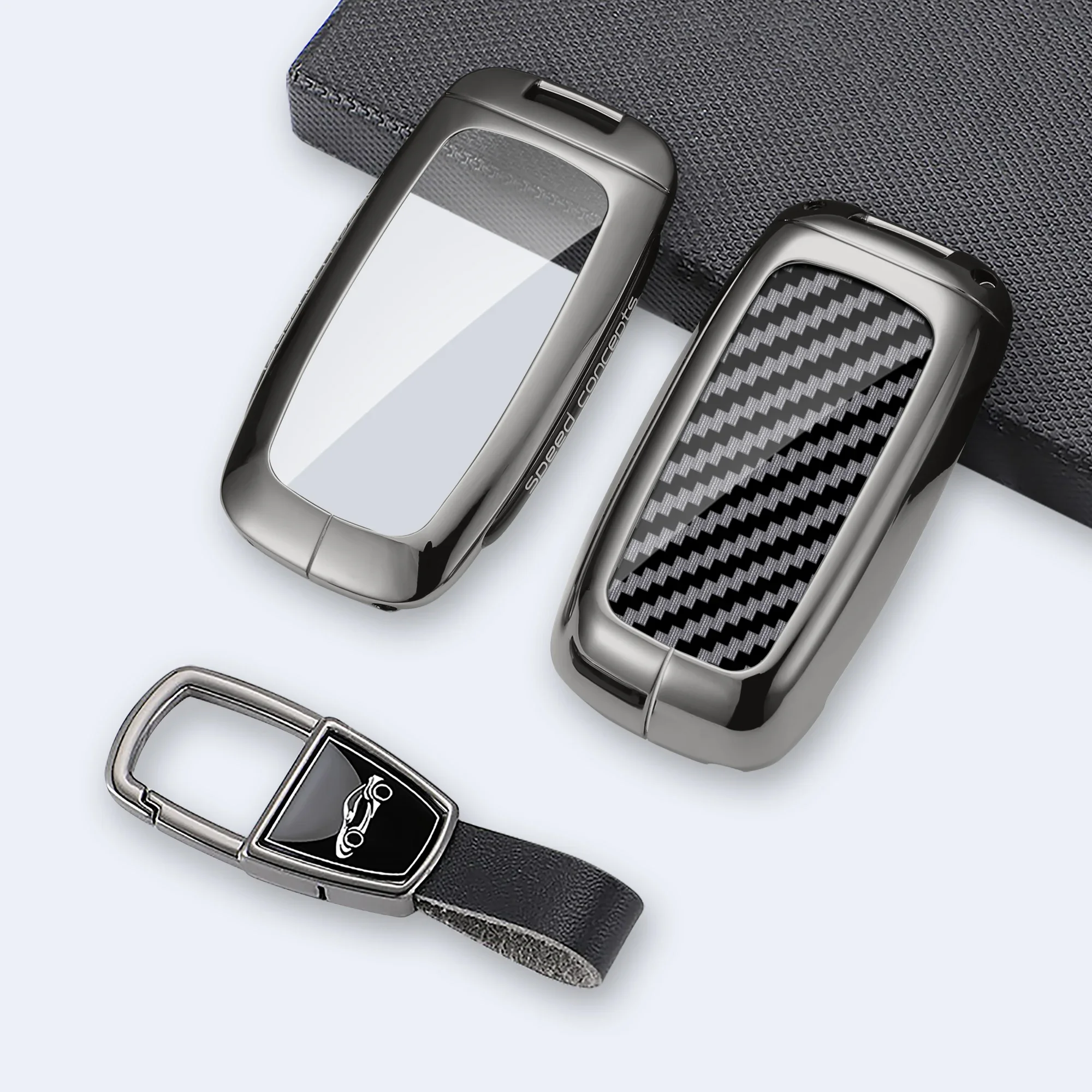 

Suitable Zinc Alloy Leather Car Key Cover Fob Case for Toyota Perodua Raize Rocky Sparky Malaysia Protector Keychain Accessorie
