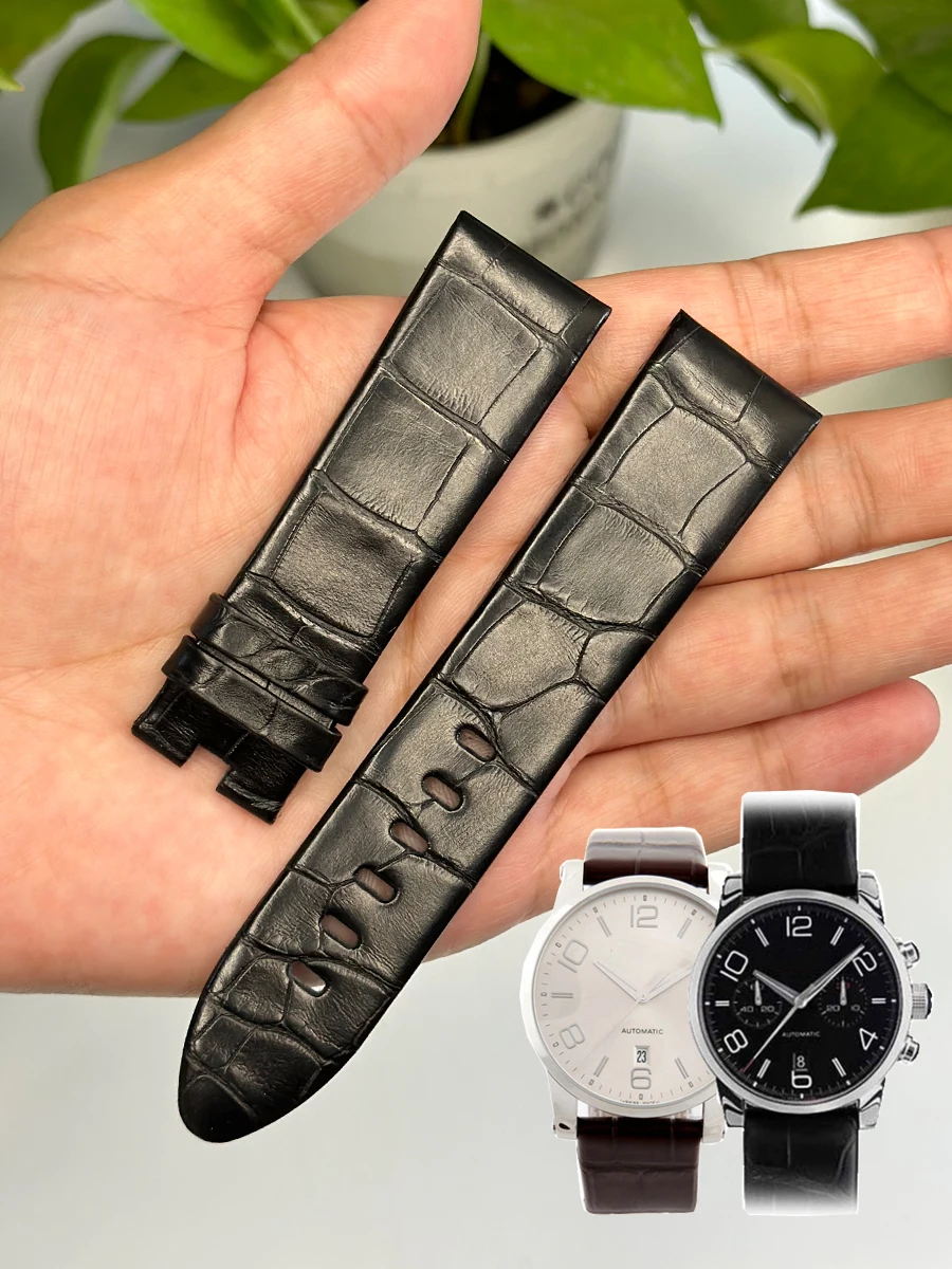 SAUPPO Watch Bracelet for MONTBLANC TIMEWALKER DUAL CARBON Alligator skin 9675 106507 105812 105805 Watch strap 22mm