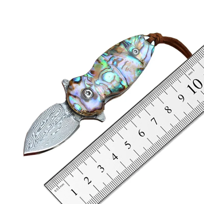 Kitchen tools Outdoor Damascus folding knife New style abalone shell handle, creative pocket knife EDC tools