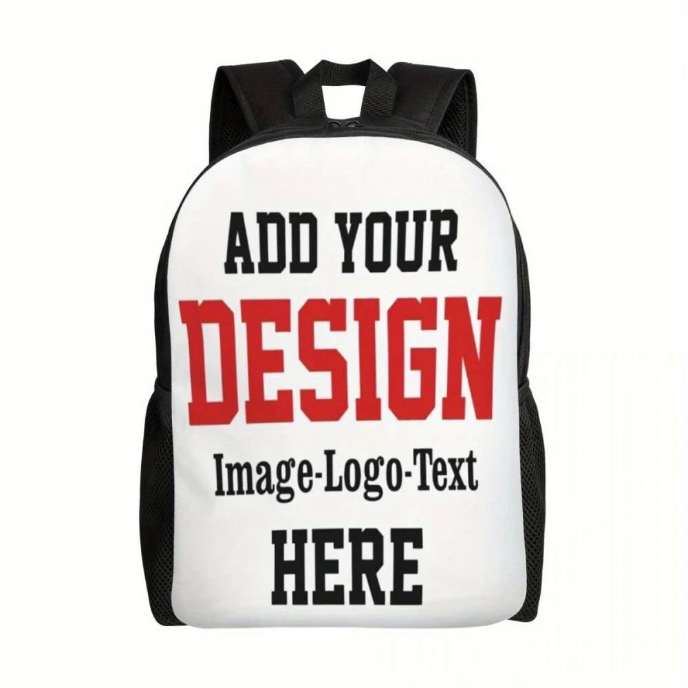 Personalized Photo & Logo Backpack - Large Capacity, Lightweight, Adjustable Straps for Work, School, Travel | Durable Polyester