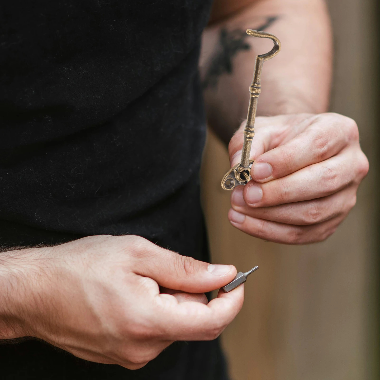 

1pcs Rotating Brass Part Indoor Door Window Latch Heavy Duty Metal Eye Cabin Garage Replacement Sturdy Hook Latch Set Household