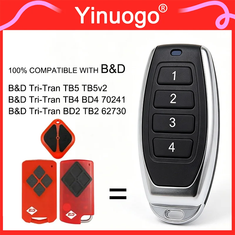 For B&D Tritran Remote Control Garage Door Opener 433.92MHz Rolling Code B&D Tritran TB5 TB5V2 TB4 BD4 70541 BD2 TB2 62730
