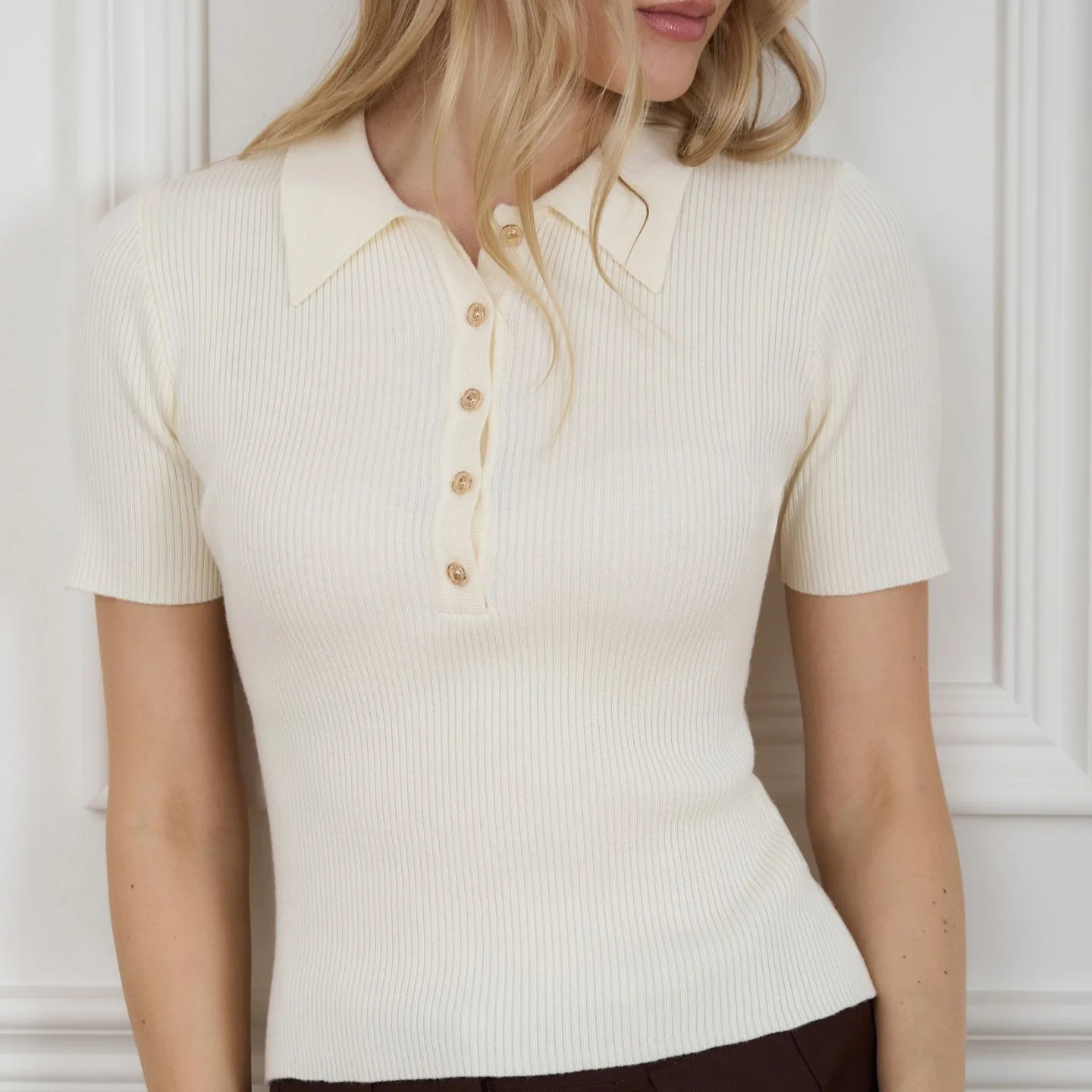 Knit Sweater Pullover for Women Lapel Ribbed Short Sleeve Fashion Cropped Top Tee Summer 2026 Knitwear Y2k Pullover Female