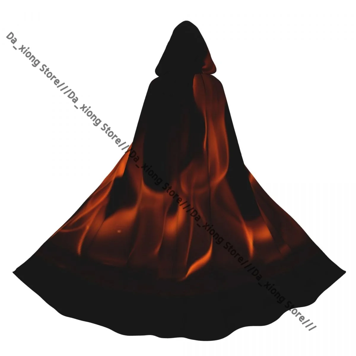 

Witch Long Hooded Robe Fire Flames Halloween Cloak Cosplay Costumes for Adult