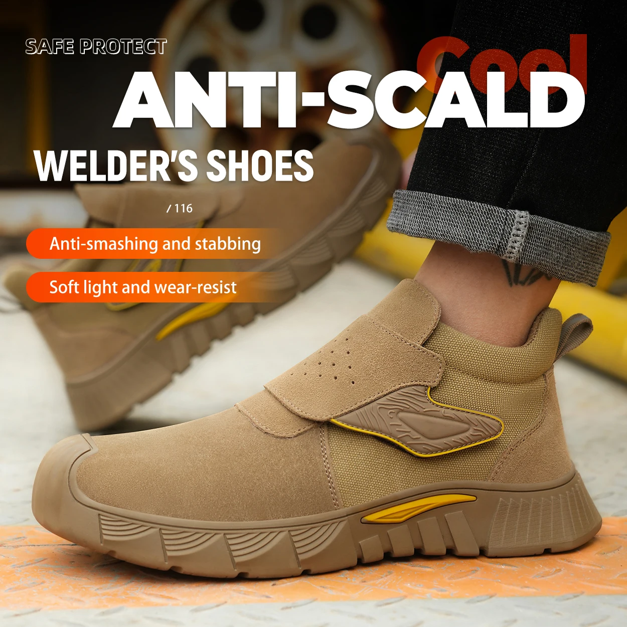 Langlebige Herren-Sicherheitsschuhe, modische Herren-Arbeitsstiefel, durchtrittsichere, stoßfeste, bequeme Fabrik- und Outdoor-Schuhe für Herren – Detail 5