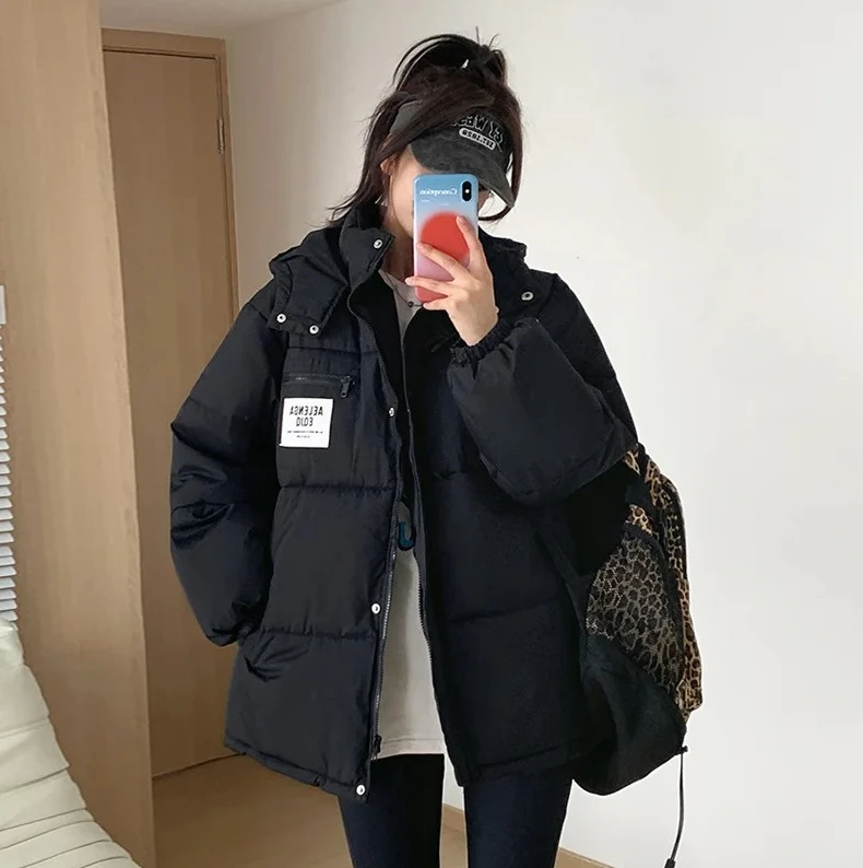 Giacca in cotone oversize da donna in stile coreano, cappotto invernale da studente addensato e morbido, capispalla caldo di piccole dimensioni per le giornate fredde