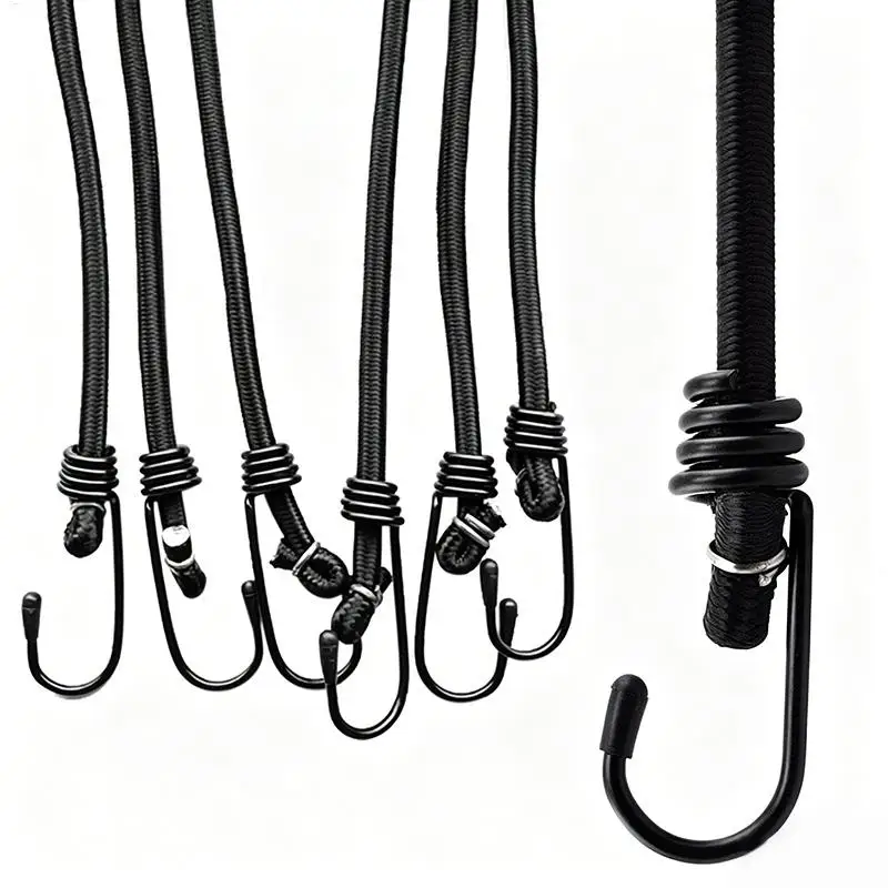 Ganchos metálicos resistentes para cuerda elástica, versátiles para exteriores, camping, toldos, lonas, tiendas de campaña, cordón de fijación, gancho negro de gran capacidad para redes de carga