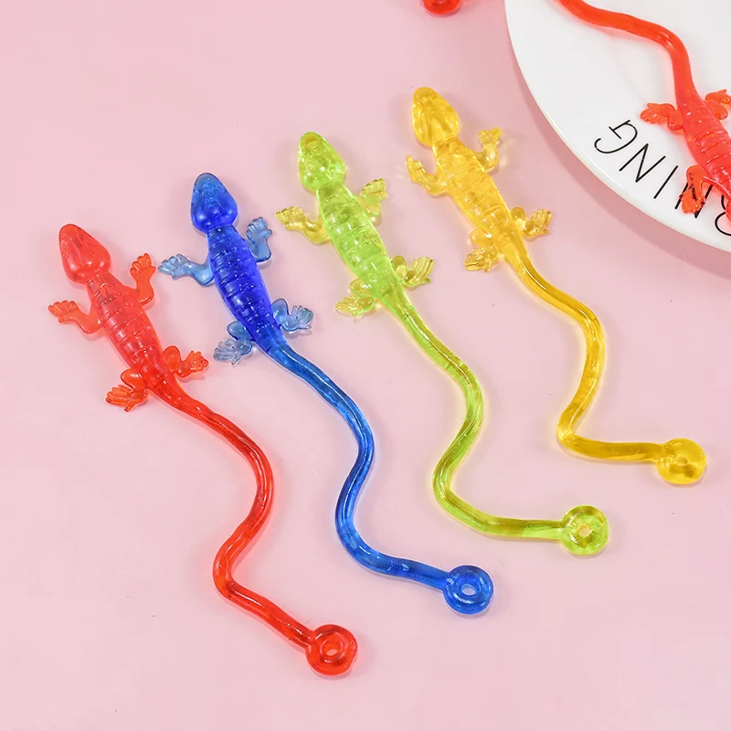 10 unids/bolsa colorido pegajoso retráctil Gecko elástico juguetes para reptiles niños regalos de cumpleaños favores de fiesta divertida bola objetivo