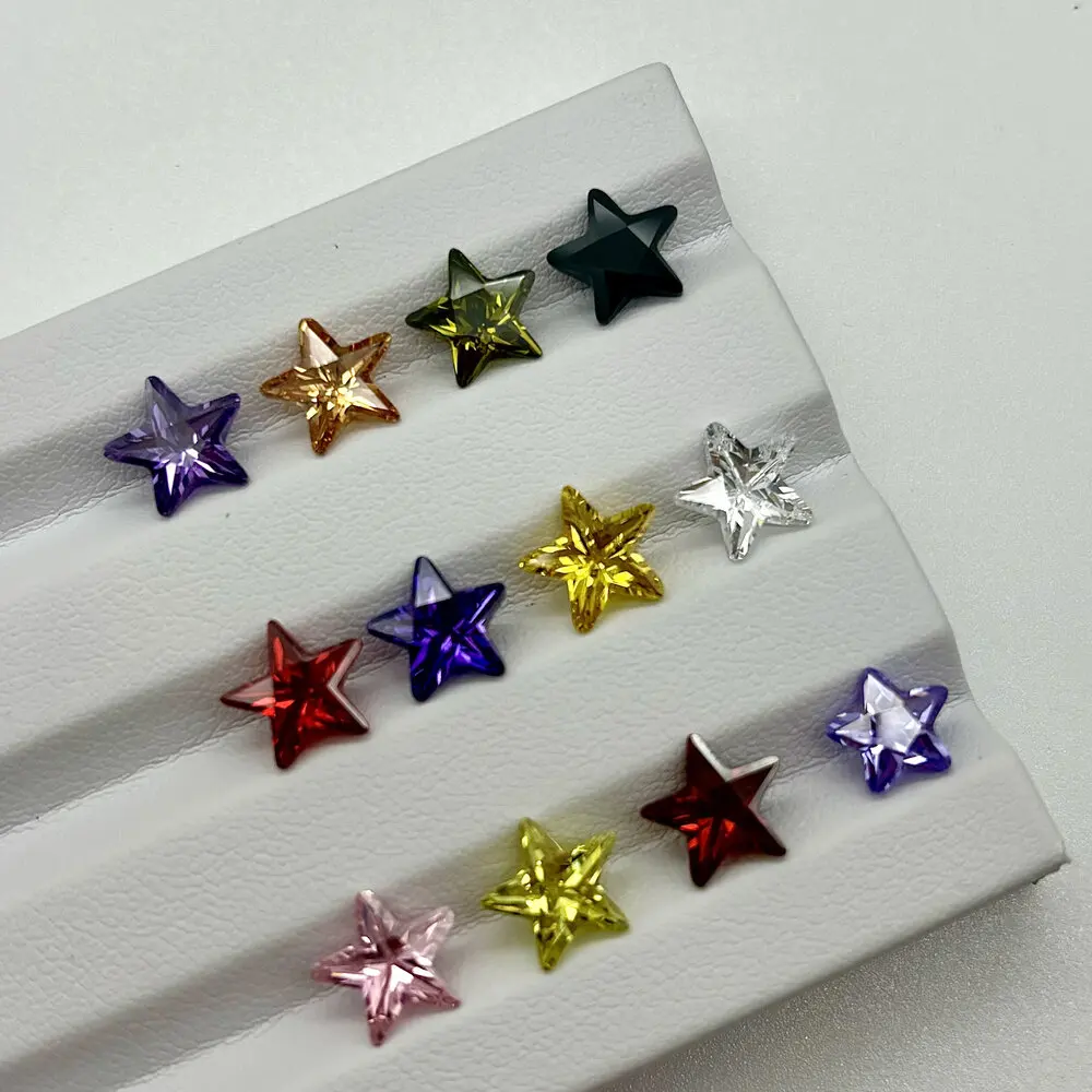 50pcs 3x3~10x10AAAAA Star Shape White , Voilet,Olive , Purple, Black, Pink Cubic Zirconia Stone Loose cz