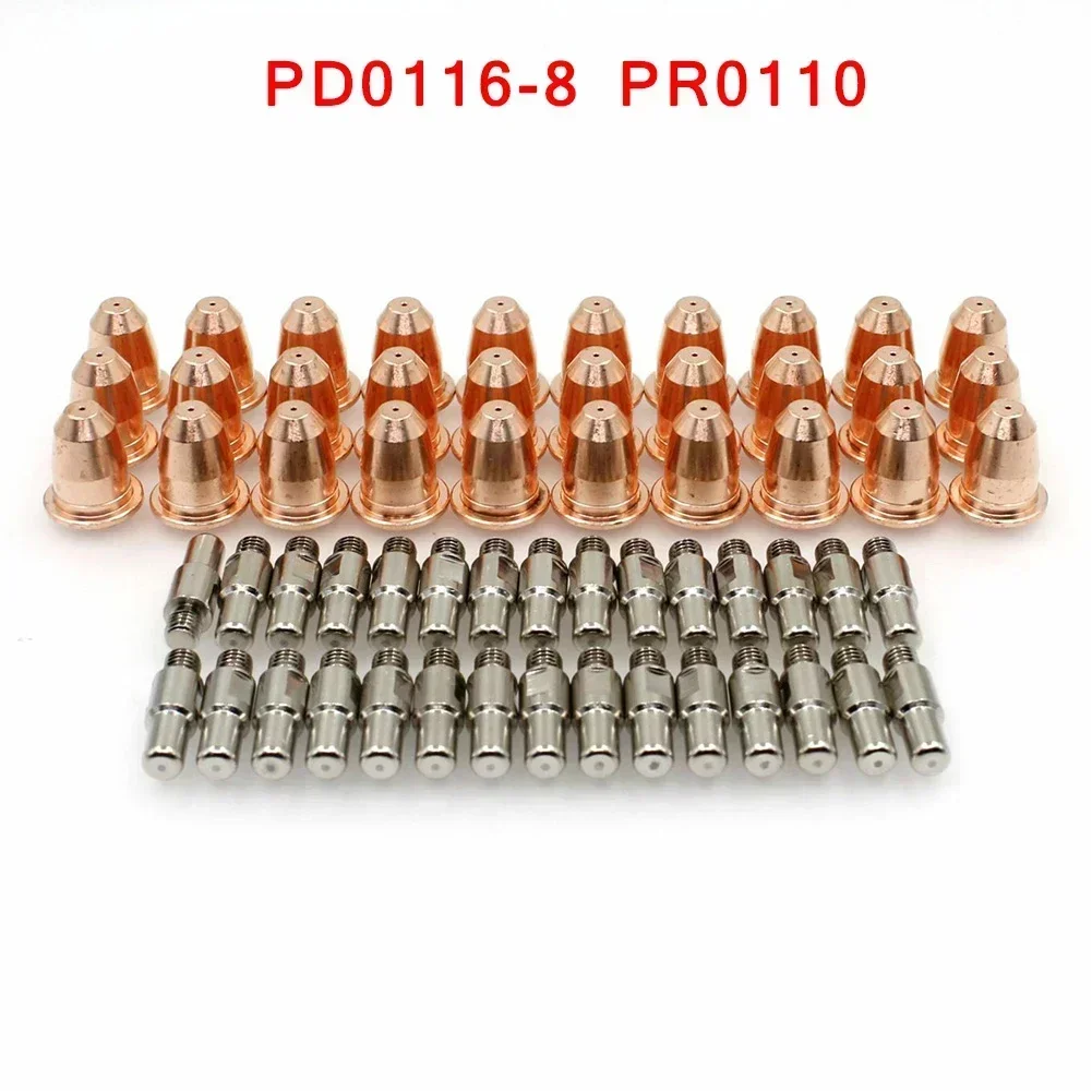 60pcs Trafimet S45 Plasma Tips Electrode PD0116-8 PR0110 For 95136 97994 91814 PR-0110 Plasma Torch Electrode Nozzle Welding