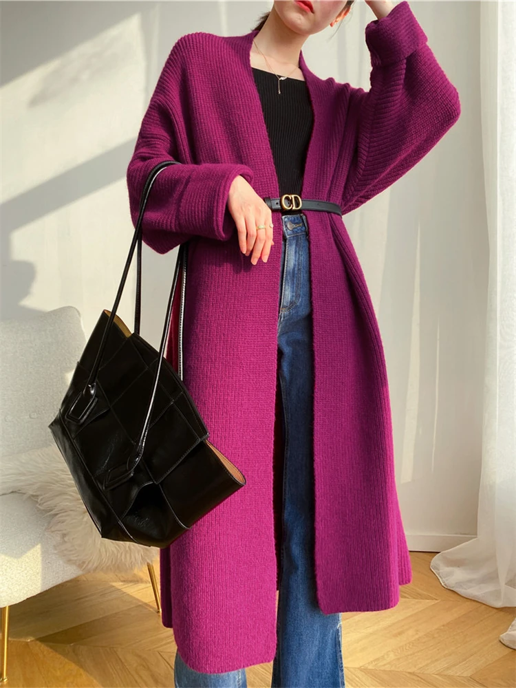 Inverno donna maglione Cardigan lavorato a maglia Oversize ragazze maglione donna Cashmere Pullover top manica lunga Maxi Vintage Y2k spessa