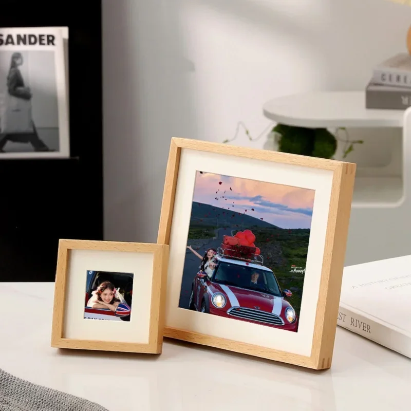 Square Solid Wood Photo Frame  Walnut Wood Tabletop Square Picture Frame for Home Decoration