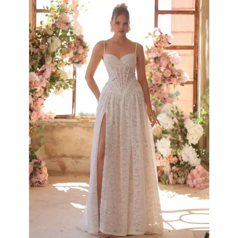 

Romantic White Lace ter Ne Crop Top with Waisand Cross-Border Sle Casual Sportswear Set for Men Autumn Season 7/8 Sl...