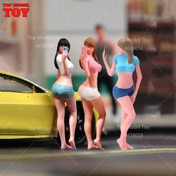 Painted Miniatures 1/64 1/43 1/87 1/24 Sexy Selfie Long Hair Girl Scene Figure Dolls Unpainted Model For Cars Vehicles  Toy