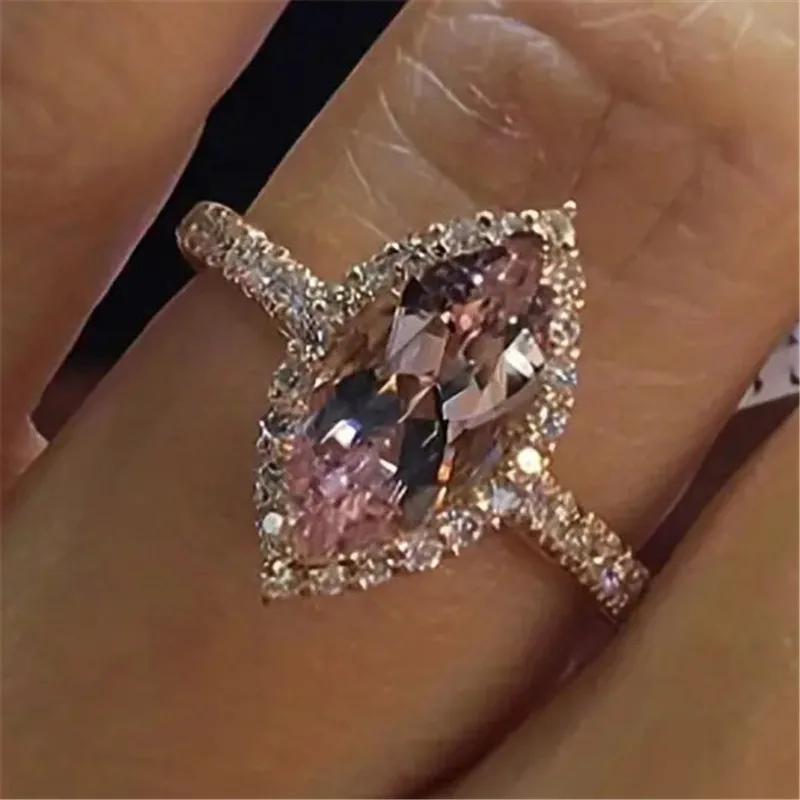 925 Sterling Zilveren Trouwringen voor Vrouwen Marquise Zirconia Temperament Elegante Champagne CZ Ringen Trendy Sieraden