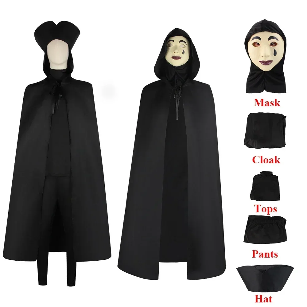 

Movie A Haunting in Venice Cosplay Costume Men Mask Cloak Tops Pants Hat Full Set Halloween Dancing Party Women Role Play Cloak