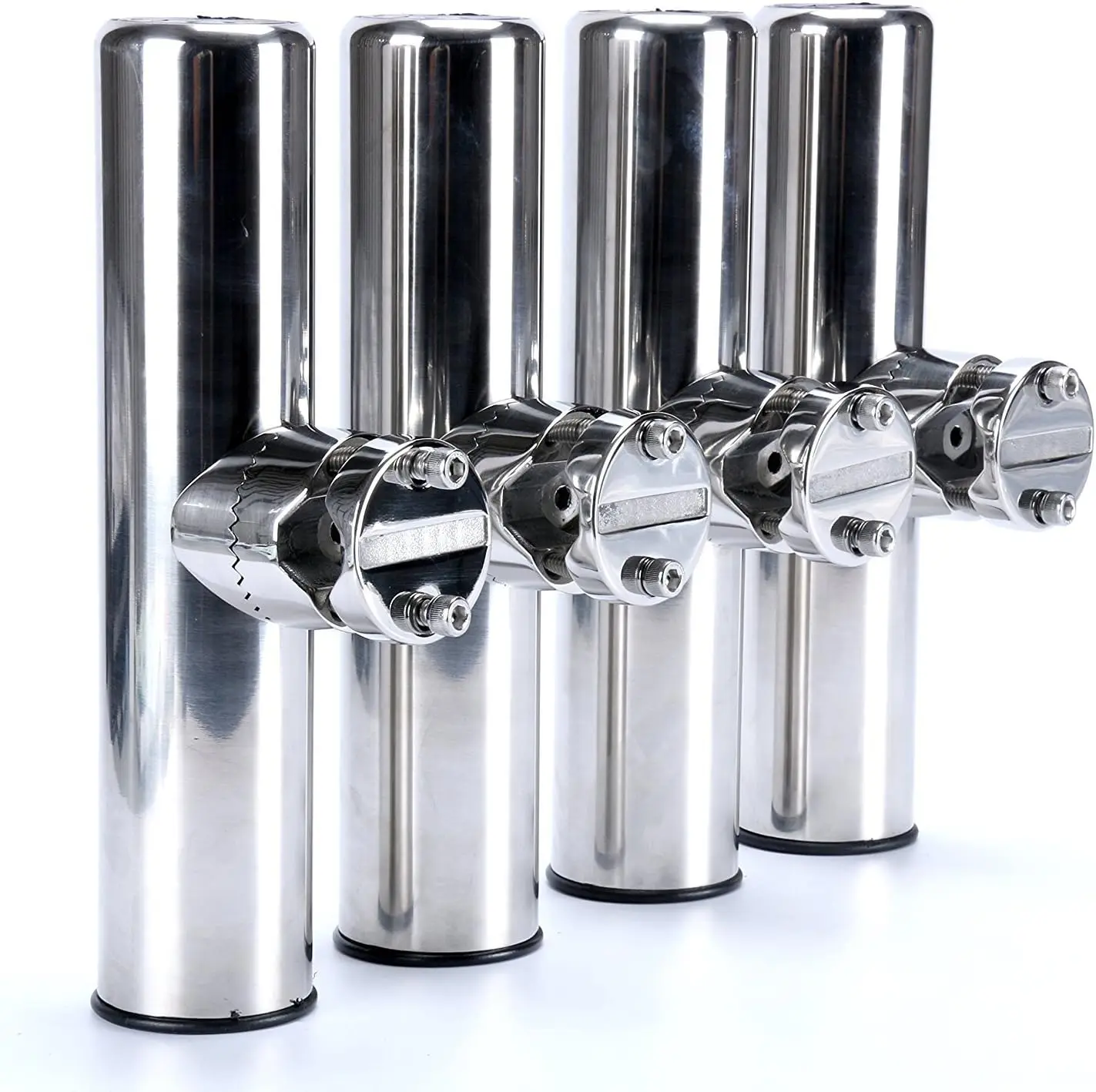 

Adjustable Fishing Rod Holder for Rails 7/8"-1", 4 Pack, Marine Grade Stainless Steel, Clamp On, 32 Angles