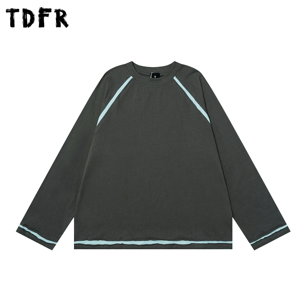 

Patchwork Raglan Sleeve T-shirt Mens Autumn Casual Loose Crew Neck Long Sleeve Cotton Tee Man Tshirt