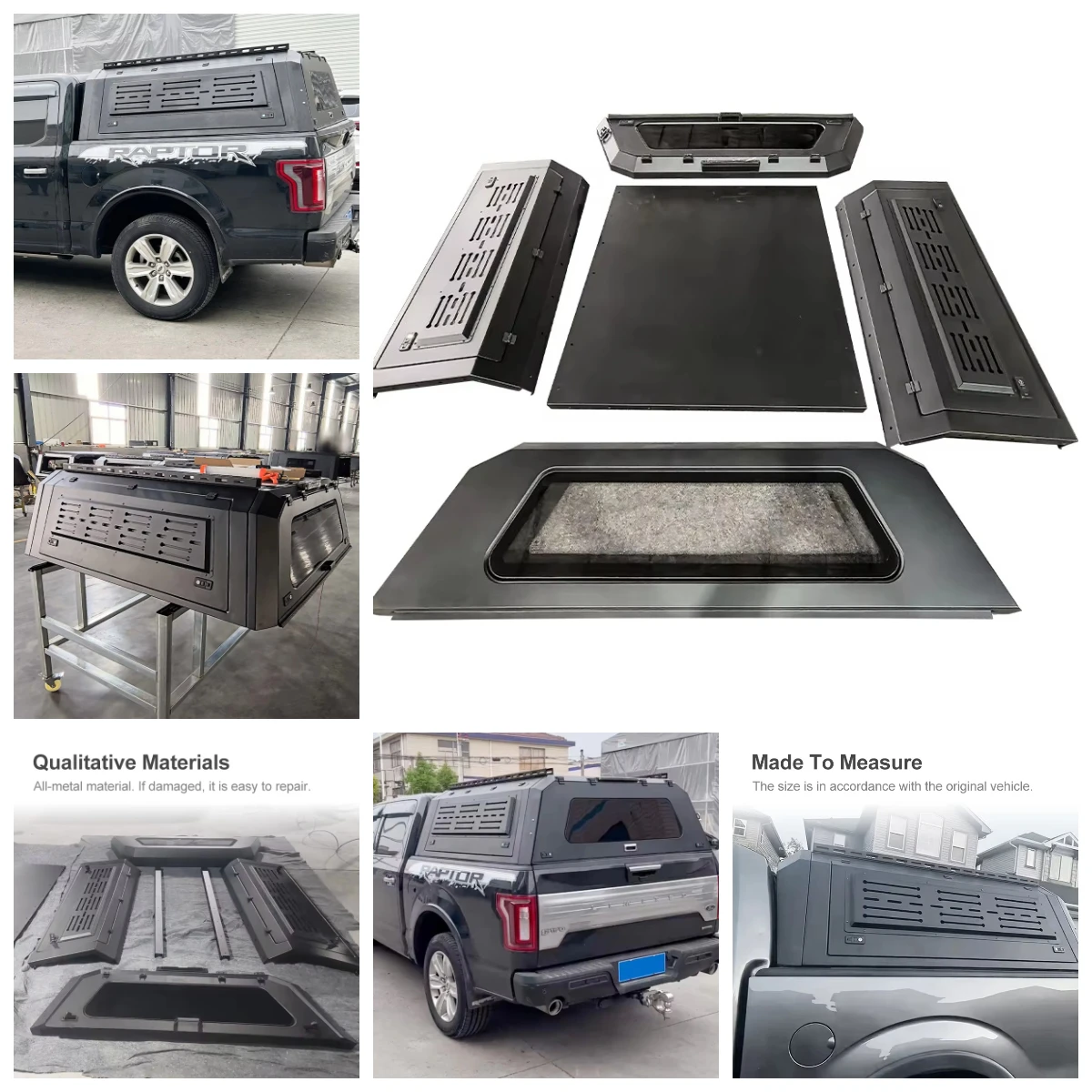 

For 2009-2026 F150 Raptor 5.5ft 5.7ft Manganese Steel Split Type 3-Door High Bed Cover Truck Bed Cap