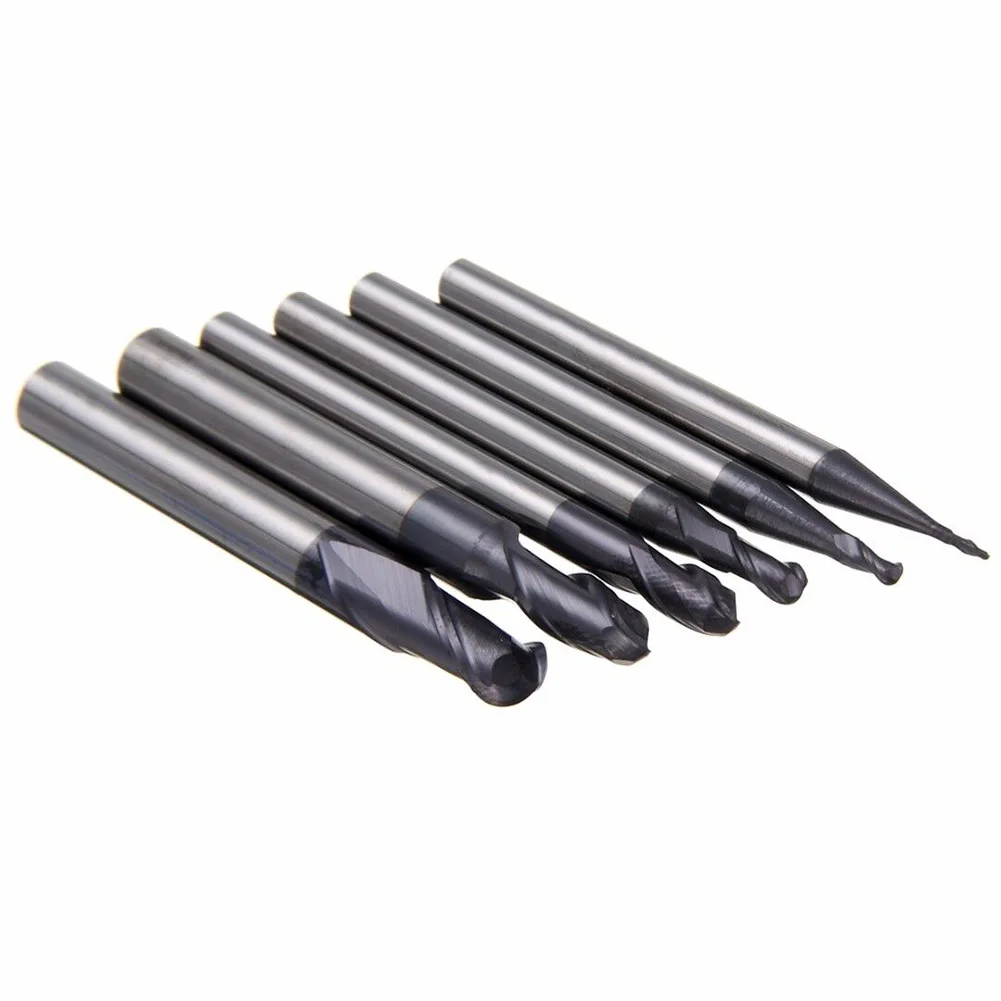 Nitriding Coated Tungsten Carbide 2 Flutes Ball Nose End Mill Set Designed for Moderate Cutting Resistance Versatile Usage