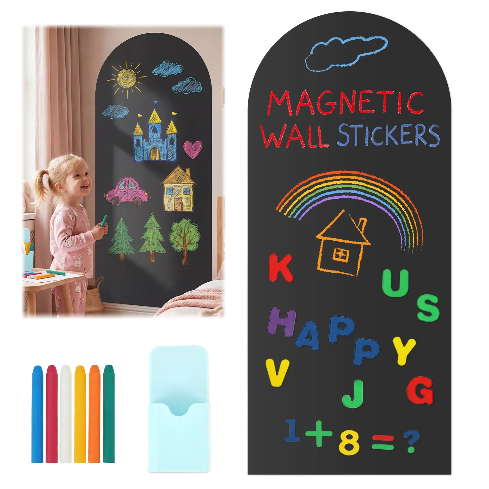 Arch Magnetic Wall Decal 40" x 18" Magnet Chalkboard Sticker for Wall Magnetic Whiteboard Sticker for Playroom Home Classroom view 2