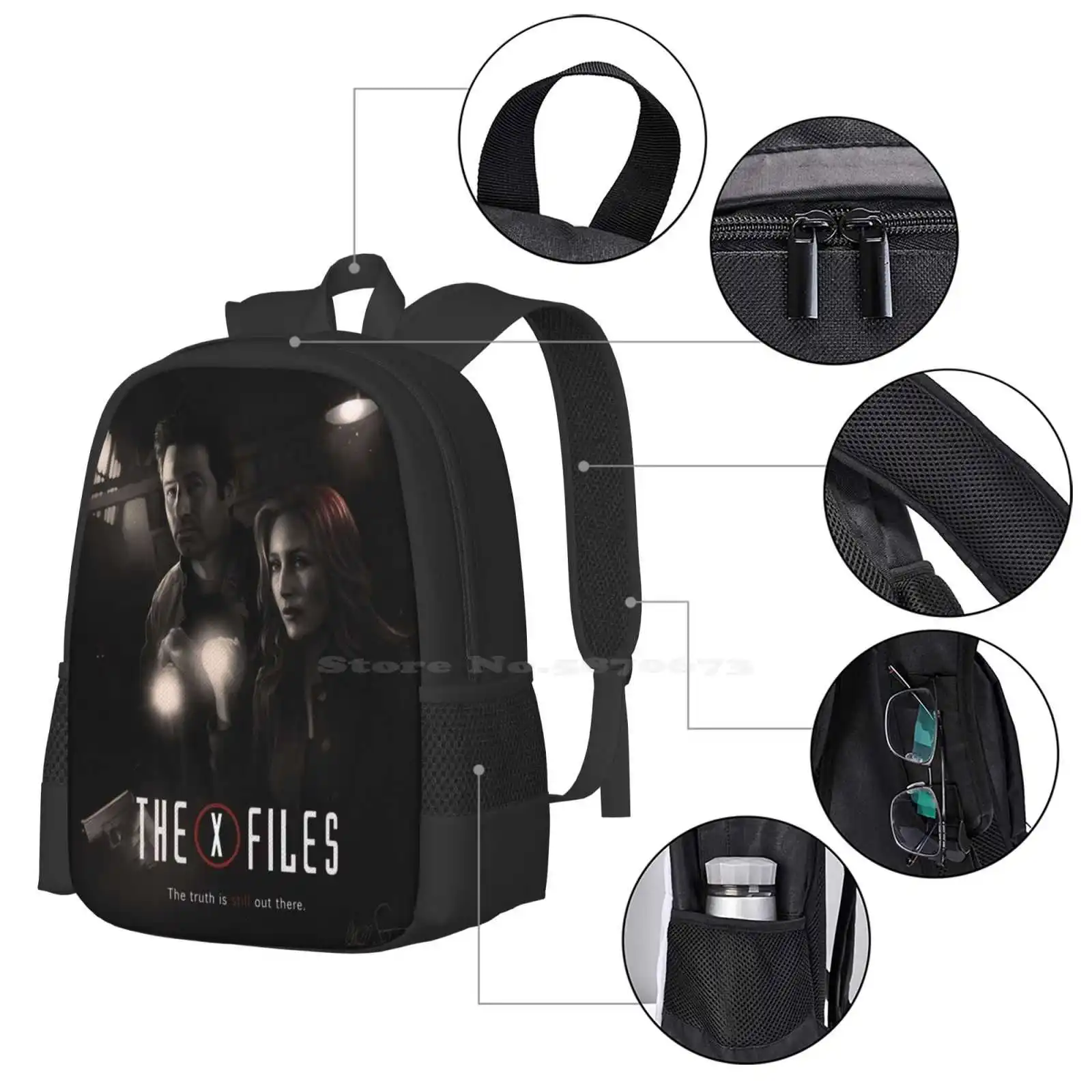 The x-files Poster S11 N ° 2 mochila para hombres, mujeres, niñas, adolescentes, The X Files, FFC, Gillian, Anderson, David Duchovny