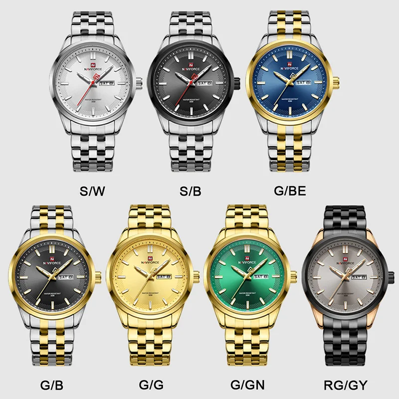 NAVIFORCE Fashion Mens Stainless Steel Watches Luxury Quartz Wristwatch Business Casual Calendar Clock Relogio Masculino 2023