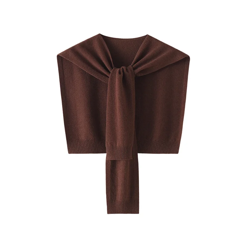 

Women 100% Merino Wool Knitted Shawl Autumn Winter Simple Solid Soft Knitwear Korean Popular All Season Cappa Fashion Top
