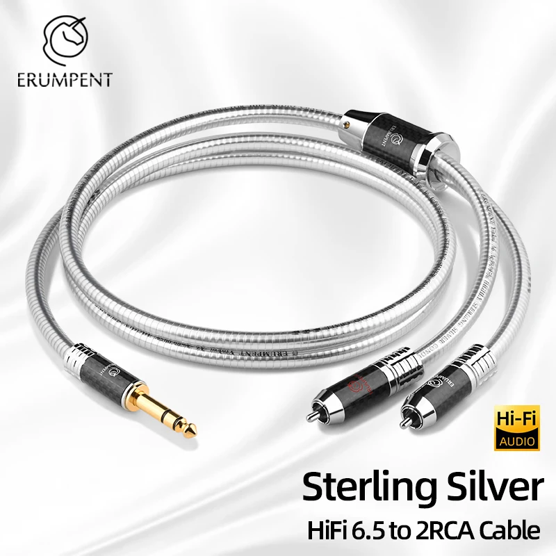 

HiFi 6.35mm to 2RCA Audio Cable High Purity Sterling Silver TRS Jack to 2RCA Stereo Y Splitter Cable for Speaker Amplifier