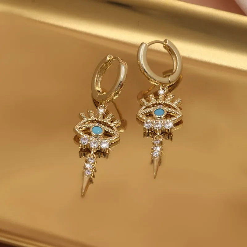 New Fashion Exaggerating Style Earrings Set with Zircon Devil's Eye Pendant Earrings Women's Festival Party Jewelry Accessories image 2