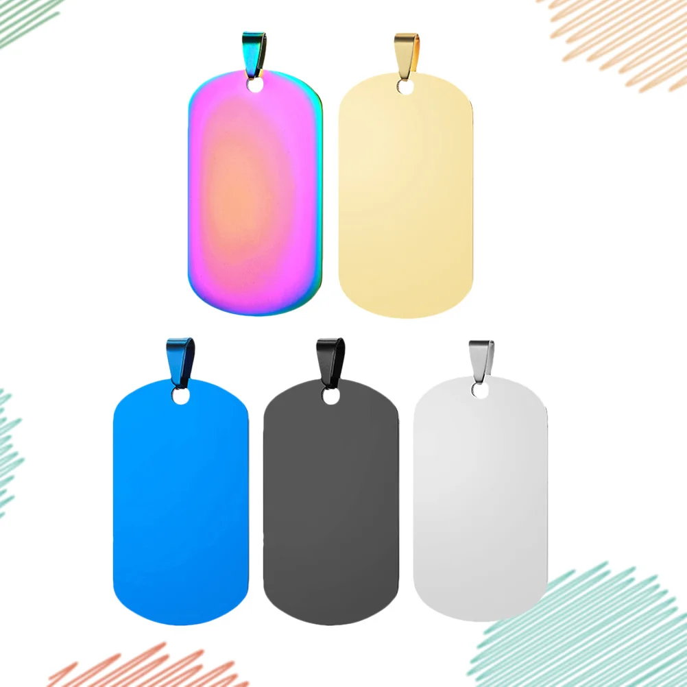 

5Pcs DIY Laser Engraving Metal Blank Pendant Colorful Plating Necklace Accessories for Lettering Carving Drawing Art Craft