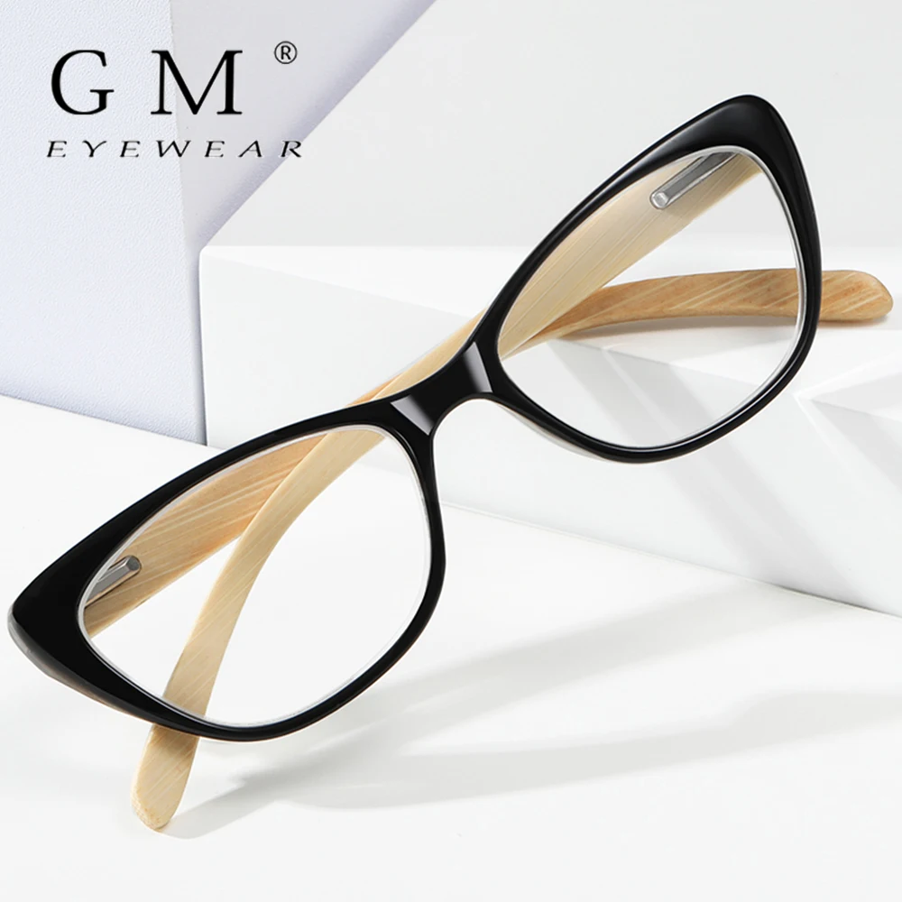 

GM Wood Grain Reading Glasses Multifocal Progressive Anti Blue UV Protection Presbyopic Glasses for Men Women