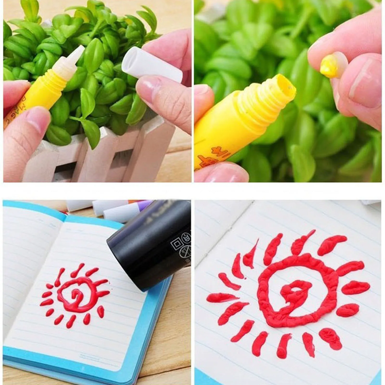 2 Sets Popcorn Paint Pens, 6 Colors 3D Puffy Bubble Markers, Heat Activated DIY Drawing Pens for Kids Art Crafts image 3