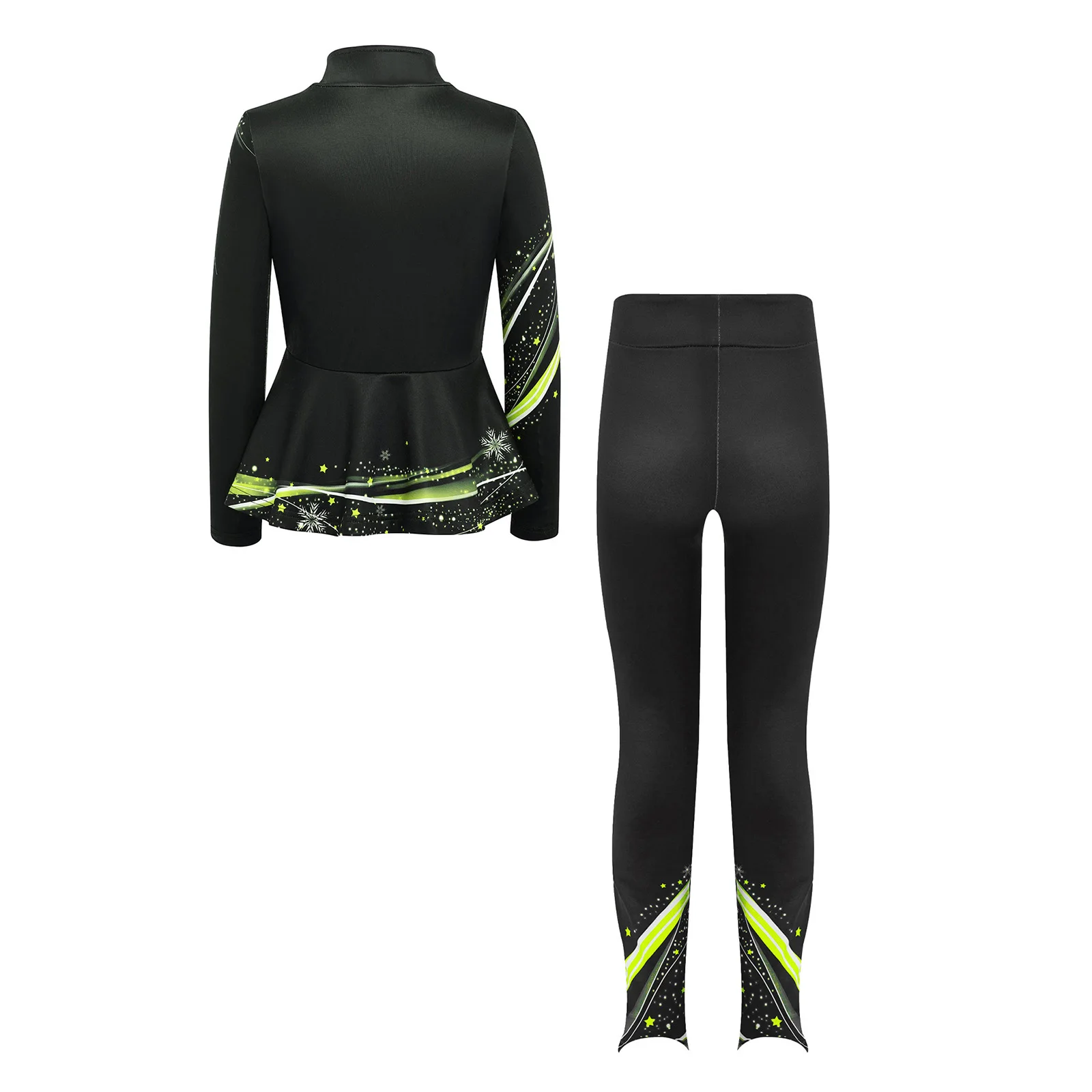 Kids Girls Ice Figure Skating Outfits Skating Rhinestone Jacket And Leggings Dancing Training Outfits