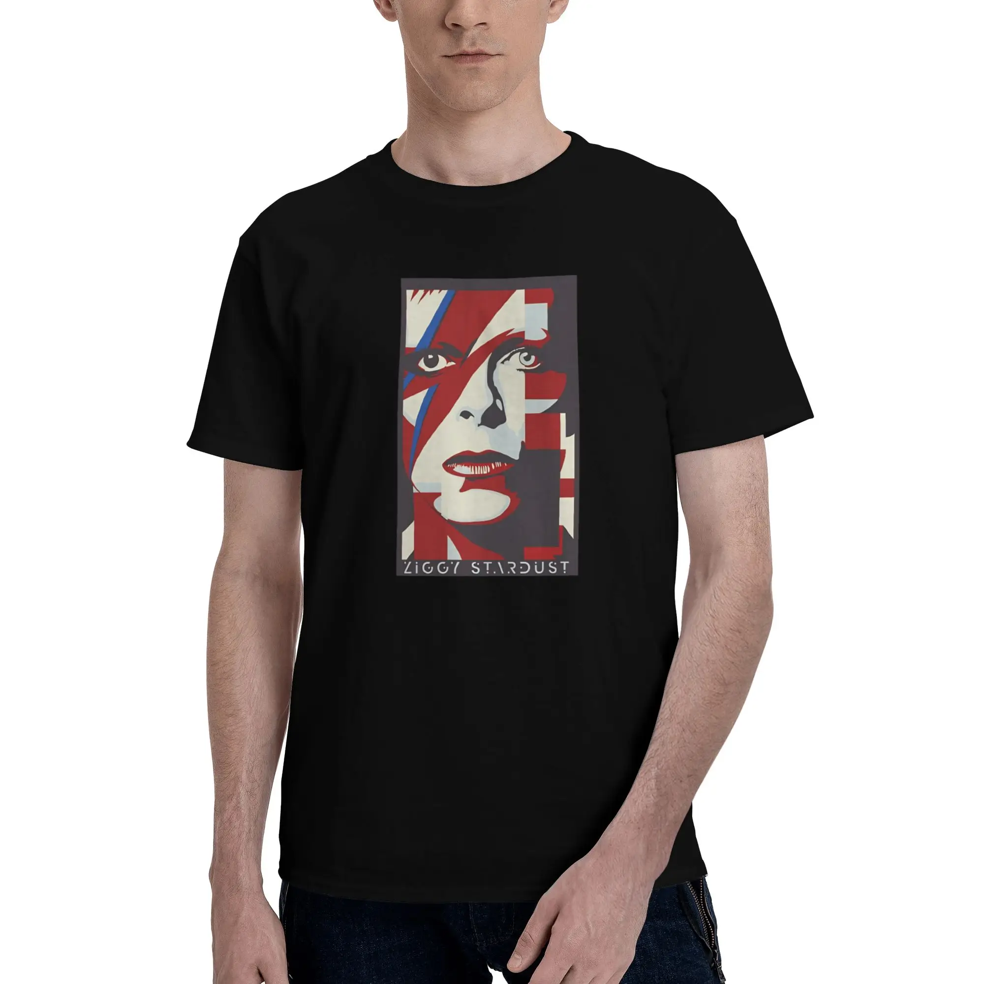 1 Piece Classic Novelty Graphic 100% Cotton T-Shirt Aladdin Sane Tees Tops For Men