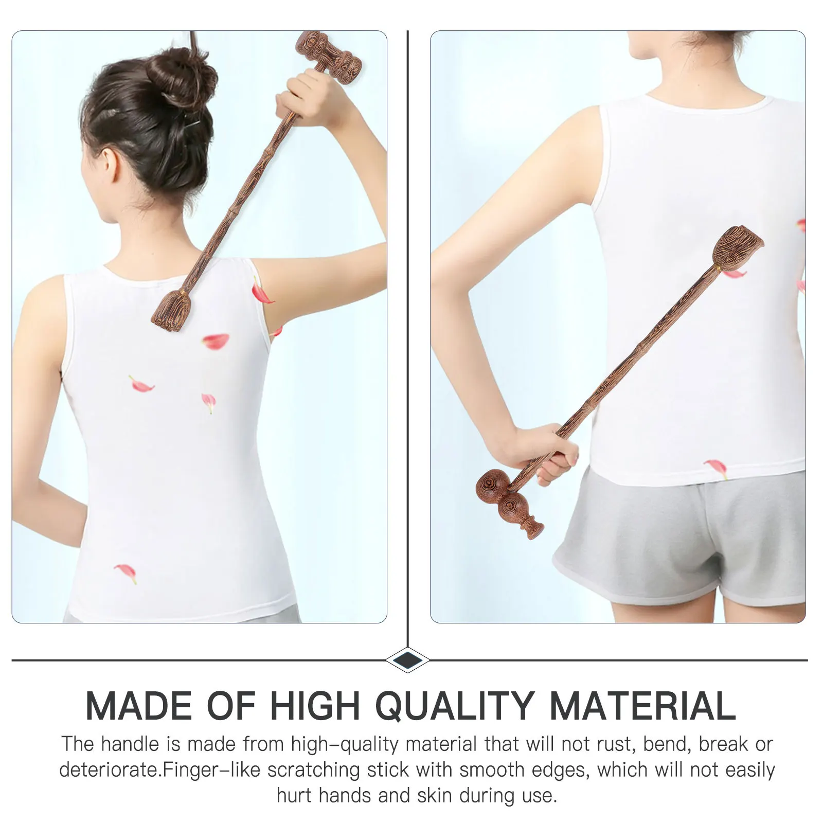 2Pcs Wood Back Scratcher Double-Head Handheld Massage Hammer Dual-Use Body Muscle Relaxation Massager Stick Wood Body Massager