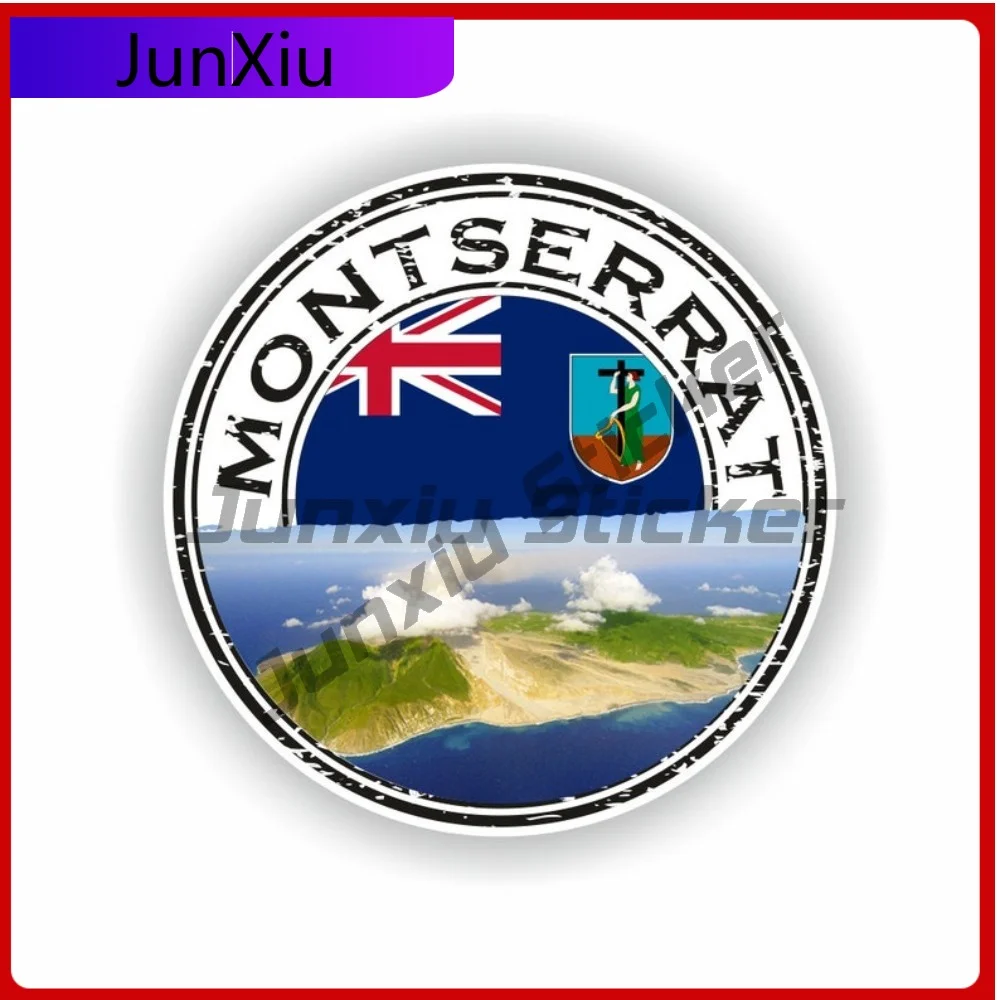 

Наклейка с печатью Montserrat the Caribbean Island, круглая наклейка с флагом, креативная водонепроницаемая виниловая наклейка, украшение для защиты от царапин