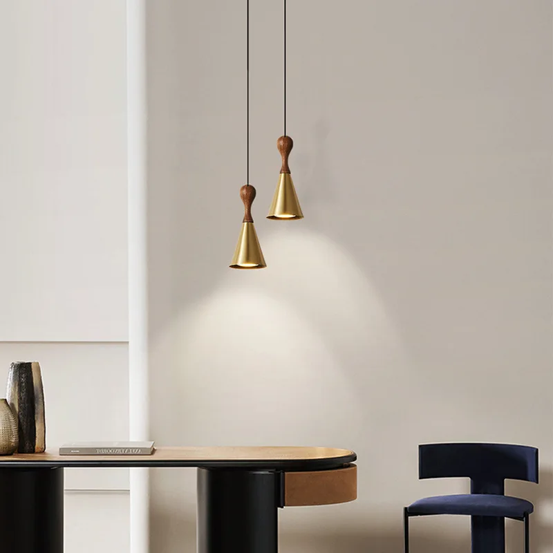 

Modern Gold Black Copper Pendant Lights Wood Dining Room Lamp For Bedrooom Kitchen Parlor E27 Bulb Dropshipping