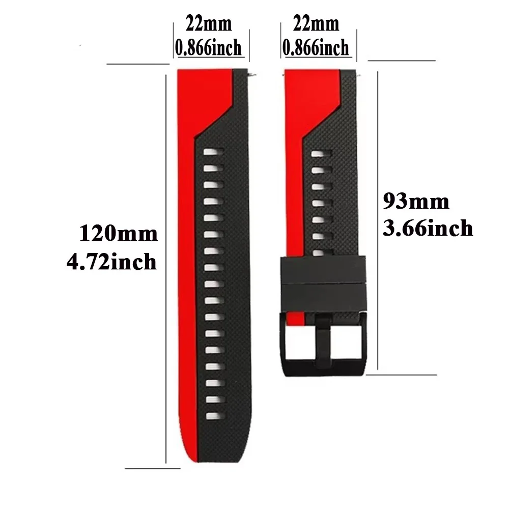 سوار معصم من السيليكون بعرض 22 مم، حزام بديل للساعة الذكية، إكسسوار للساعة، حزام رياضي ناعم وجيد التهوية، سوار معصم عصري