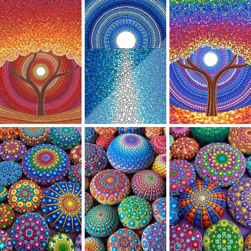 

Diamond Painting 5D DIY 100% Full Square/Round Drill Mandala Stones Art Colorful Artistry Diamond Embroidery Cross Stitch Decor