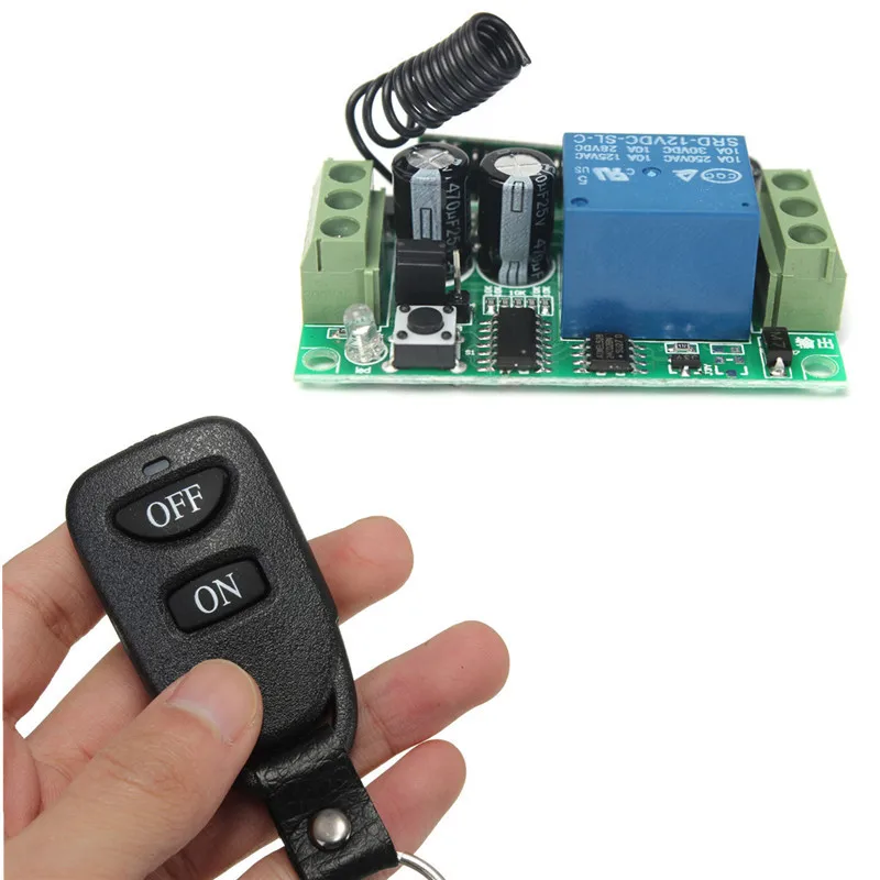 Dc 12V 10A 1Ch Wireless Remote Control Switch System Receiver Transmitter 2 Buttons Waterproof Remote 433Mhz