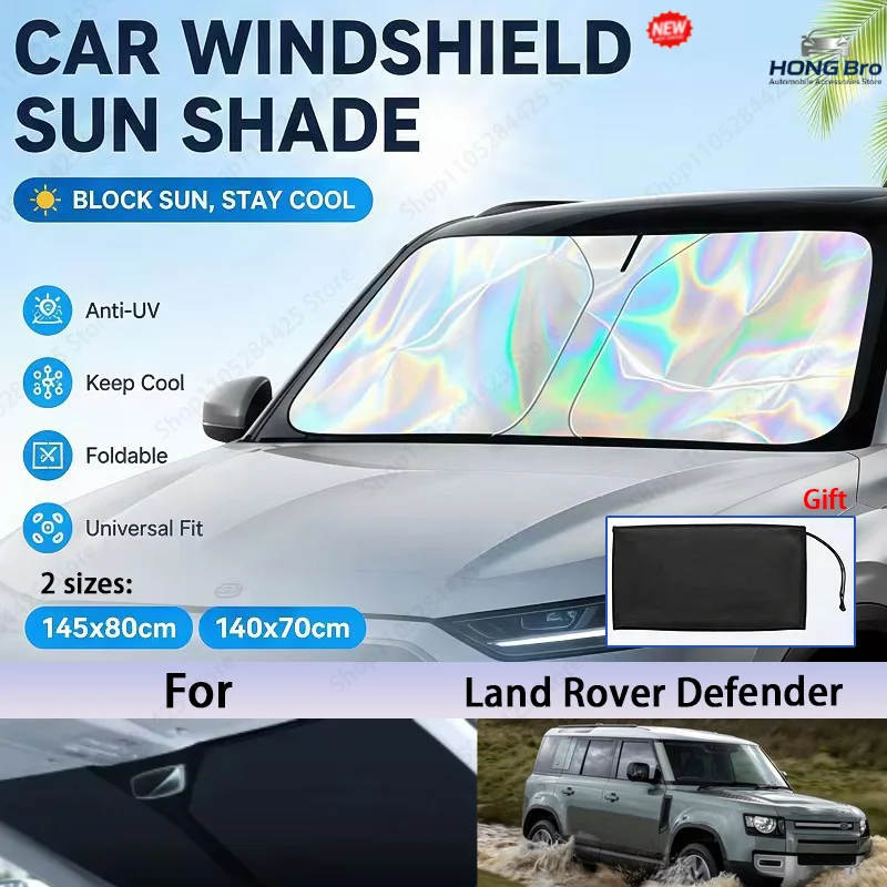 For Land Rover Defender Foldable Front Windshield Sun Shade UV Reflective Sun Protection Cover Car Interior Accessories