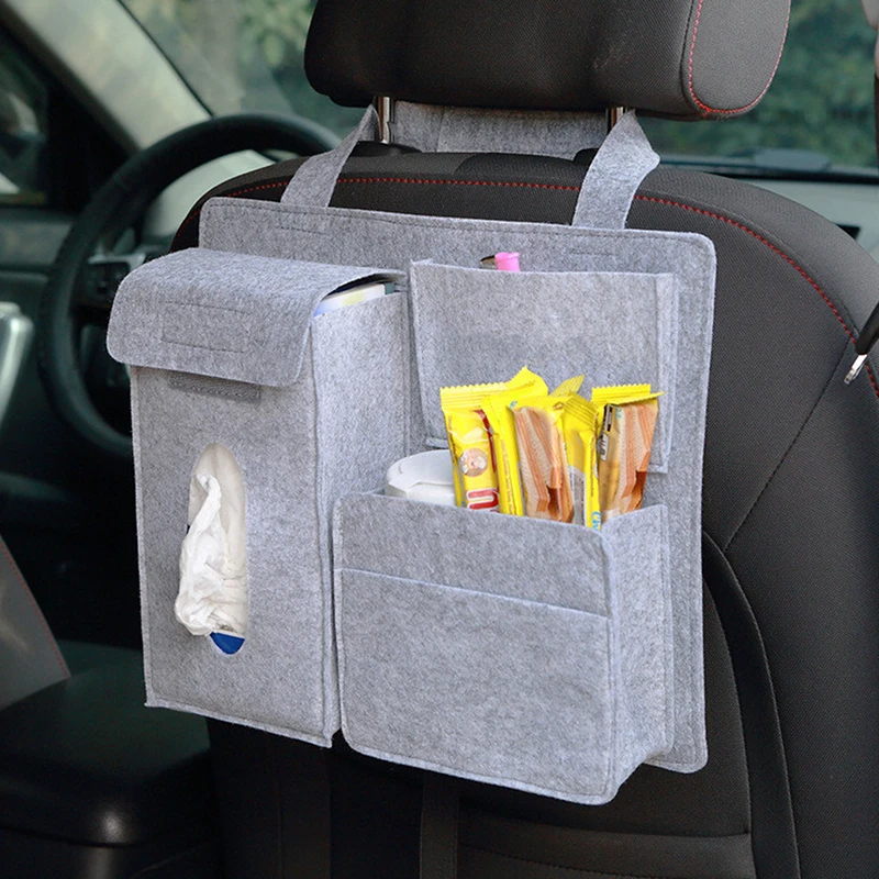 1PC Felt Car Seat Storage Bag Convenient Organizer For Interior Supplies Goods Automatic Storage Pocket Car Back Seat Organizer