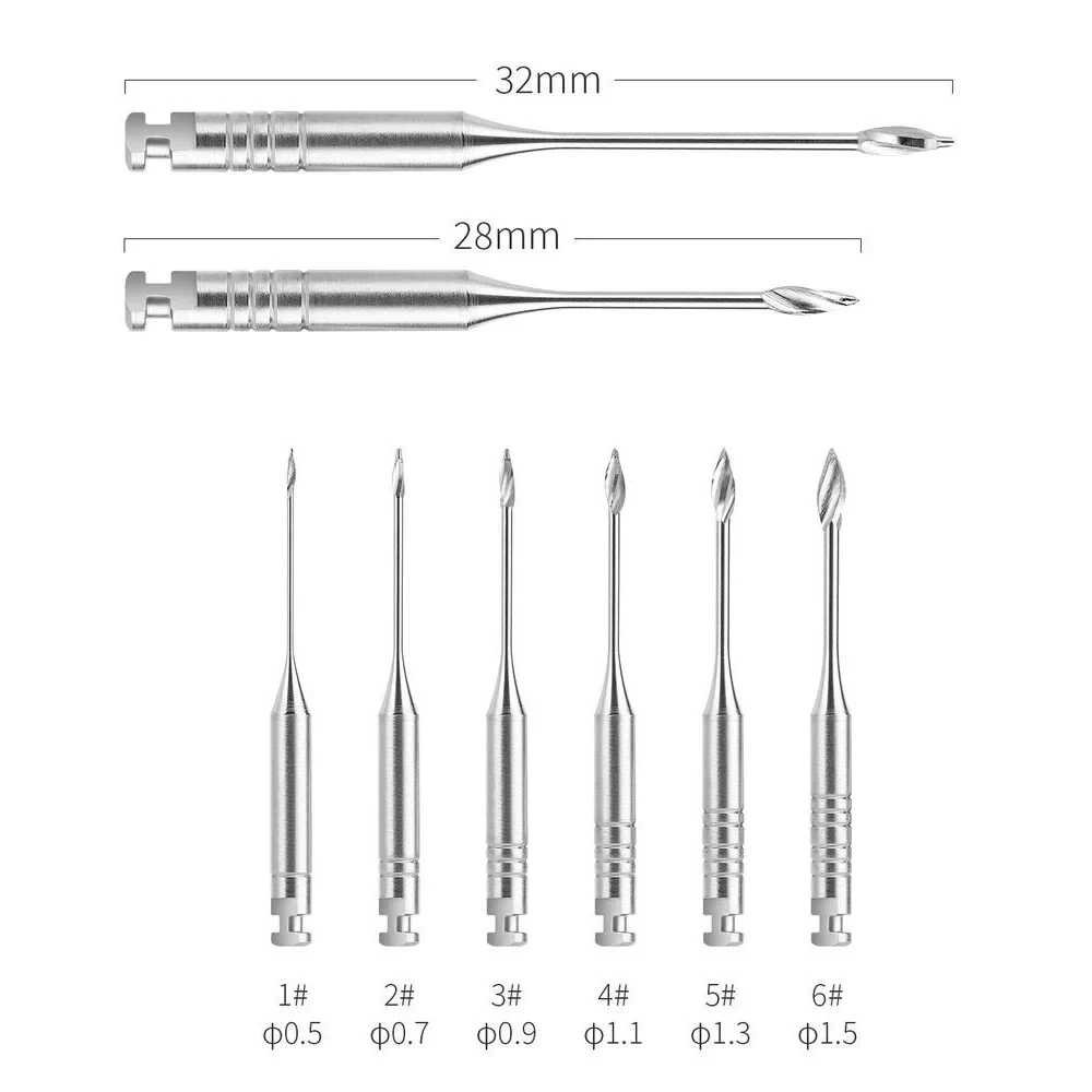 6 sztuk/pudło silnik dentystyczny użyj bramki endodontyczne wiertło zakryte obrotowe 28mm/32mm Densapia # 1-6 Pilniki endo ze stali nierdzewnej