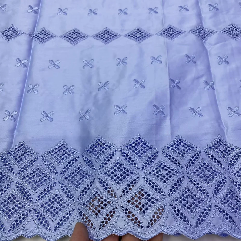 

Blue Polish Fabric 100% Cotton Swiss Voile Lace Embroidery African Lace Fabrics High Quality Dubai 5 Yards